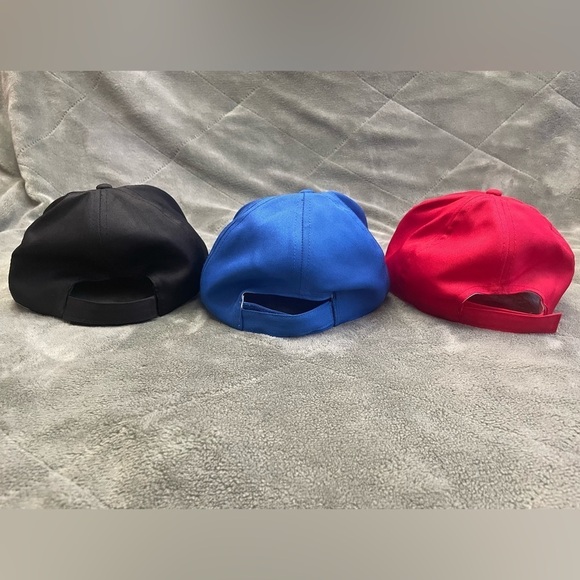 Never worn red black and blue hat w/ velcro adjustable band. Includes all 3 hats - Picture 3 of 6